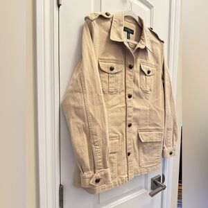 LRL Ralph Lauren Jeans Co Military Utility Jacket Lg Coat Tan Safari Utilitarian